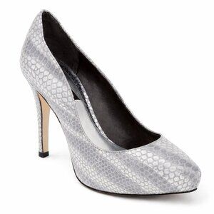 WHBM Women's Silver Snakeskin Stiletto Pumps 7.5M
